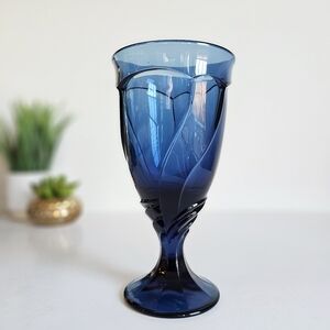 Vintage Noritake 1985 Sweet Swirl Dark Blue Midnight Water Goblet Iced Tea Glass
